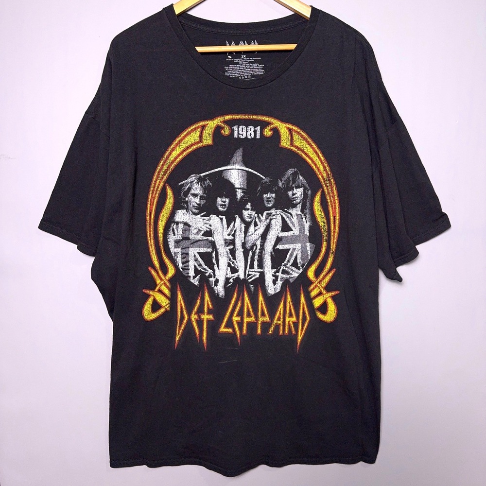 Def Leppard T Shirt Mens 3X Black 1981 World Tour Graphic Band Tee Rock Music